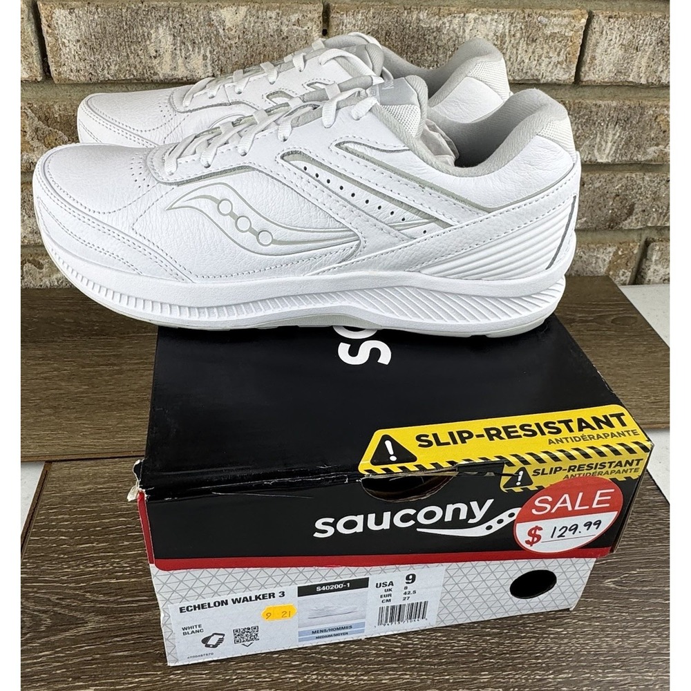 Saucony Echelon Walker 3 Shoes Mens Sz 9 White Walking Casual Lace Up Comfort
